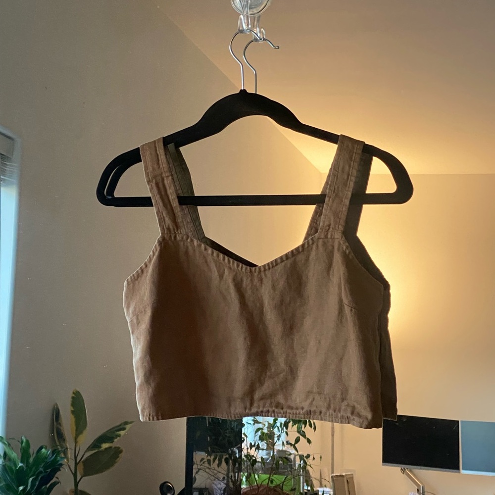 Quince linen cropped tank